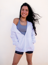 Load image into Gallery viewer, The Complimentary Hoodie is wearable all-year long. It's very lightweight but still comfortable and cozy, has a baggy/oversized fit and has an embroidered hidden message on the right inside pocket.