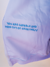 Load image into Gallery viewer, The Complimentary Hoodie is wearable all-year long. It's very lightweight but still comfortable and cozy, has a baggy/oversized fit and has an embroidered hidden message on the right inside pocket.