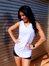 Load image into Gallery viewer, Soft, versatile and timeless white v-neck tank top perfect for an active lifestyle.
