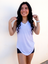 Load image into Gallery viewer, Soft, versatile and timeless white v-neck tank top perfect for an active lifestyle.