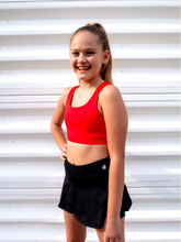 Load image into Gallery viewer, Red sports bra with a simple front, strappy back and light-medium support.