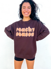 Load image into Gallery viewer, Brown oversized crewneck sweatshirt made of 80% cotton, 20% polyester, displaying a hand-drawn design for fall.