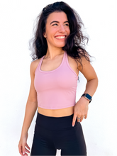 Load image into Gallery viewer, The purple Peachy tank is a comfortable cropped tank top with a built in sports bra made for everyday wear.