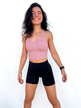 Load image into Gallery viewer, The purple Peachy tank is a comfortable cropped tank top with a built in sports bra made for everyday wear.