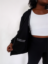 Load image into Gallery viewer, The Complimentary Hoodie is wearable all-year long. It&#39;s very lightweight but still comfortable and cozy, has a baggy/oversized fit and has an embroidered hidden message on the right inside pocket.
