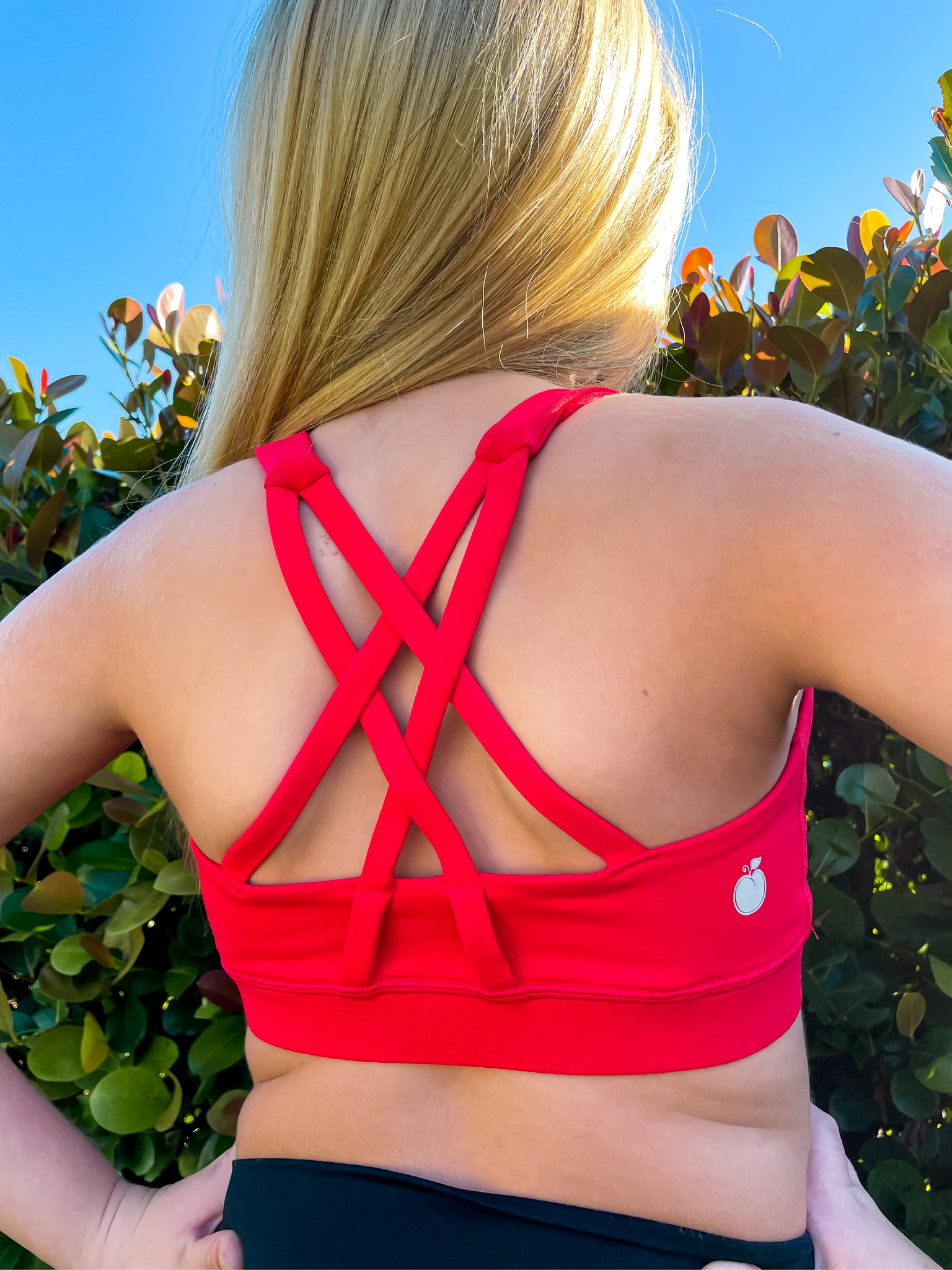 Red top sports bra